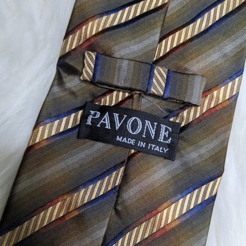 Vintage Mens Pavone Made In Italy 100% Silk Tie Vintage